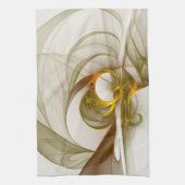 Moderne Abstracte edelmetaalkleuren Fractal Theedoek (Verticaal)