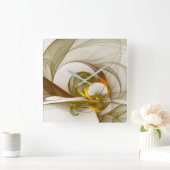 Moderne Abstracte edelmetaalkleuren Fractal Vierkante Klok (Huis)