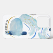 Moderne, Abstracte, eenvoudige blauwe gouden geome Case-Mate iPhone Case (Achterkant (horizontaal))