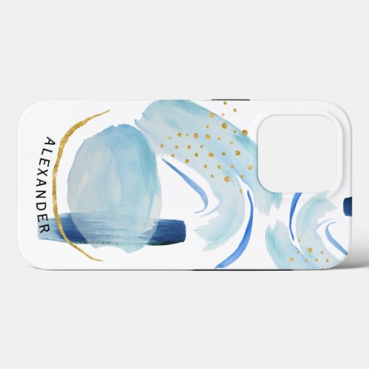 Moderne, Abstracte, eenvoudige blauwe gouden geome Case-Mate iPhone Case (Achterkant (horizontaal))