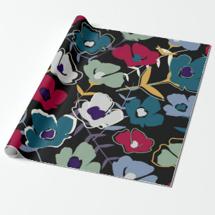 Moderne abstracte, eenvoudige bloemen en bladeren cadeaupapier