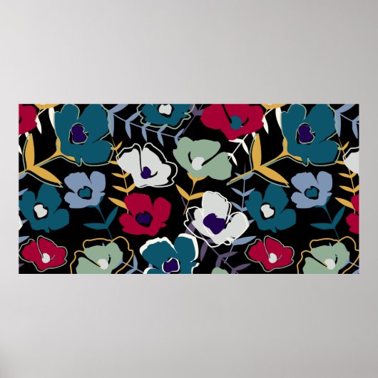 Moderne abstracte, eenvoudige bloemen en bladeren  poster (Voorkant)