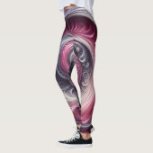 Moderne Abstracte Eenvoudige Draaiende Roze en Paa Leggings (Links)