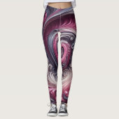 Moderne Abstracte Eenvoudige Draaiende Roze en Paa Leggings (Voorkant)