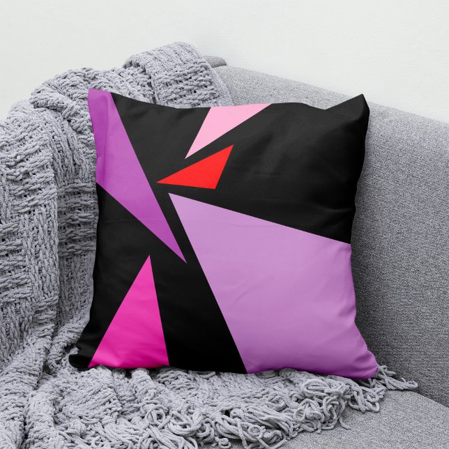 Moderne Abstracte Eenvoudige Geometrische Rood Roz Kussen (Creator heeft geüpload)