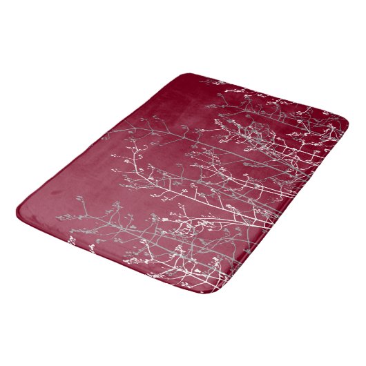 Moderne Abstracte Elegant Burgundy Flowers Badmat (Gekanteld)