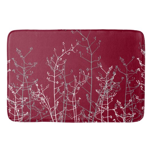 Moderne Abstracte Elegant Burgundy Flowers Badmat (Voorkant)
