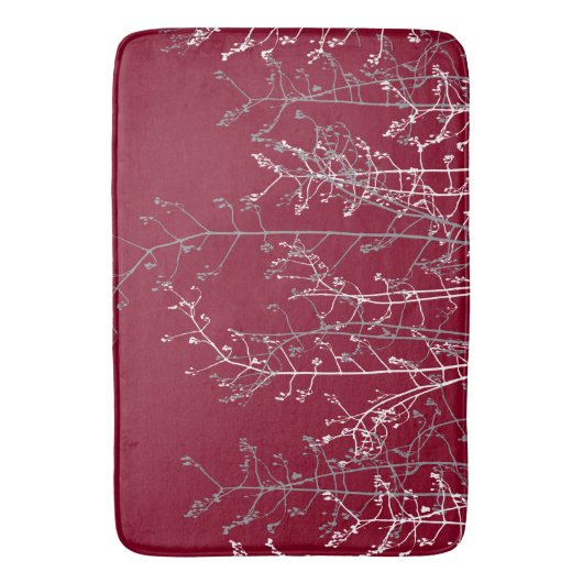 Moderne Abstracte Elegant Burgundy Flowers Badmat (Voorkant Verticaal)