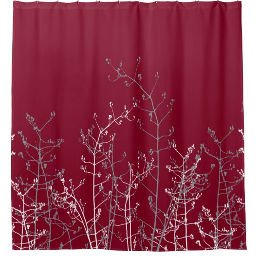 Moderne Abstracte Elegant Burgundy Flowers Douchegordijn (Voorkant)