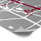 Moderne Abstracte Elegant Burgundy Flowers op grij Poster (Hoek)