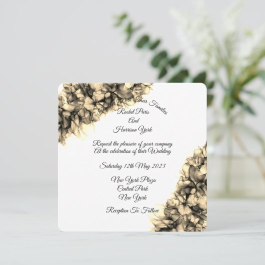 Moderne Abstracte Elegant Haze bruiloft Kaart (Staand voorkant)