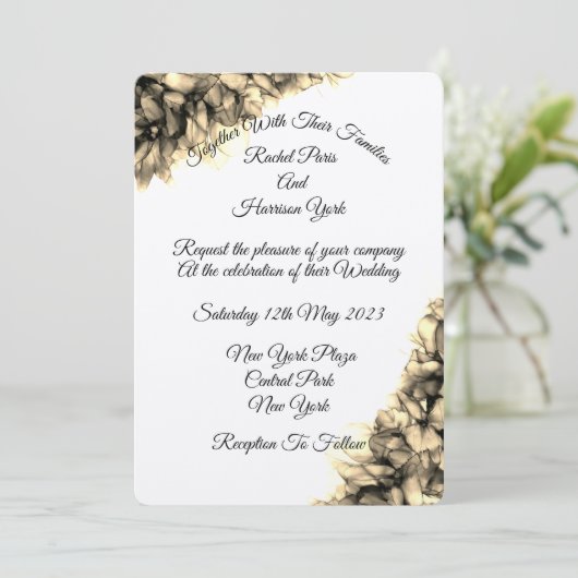 Moderne Abstracte Elegant Haze bruiloft Kaart (Staand voorkant)