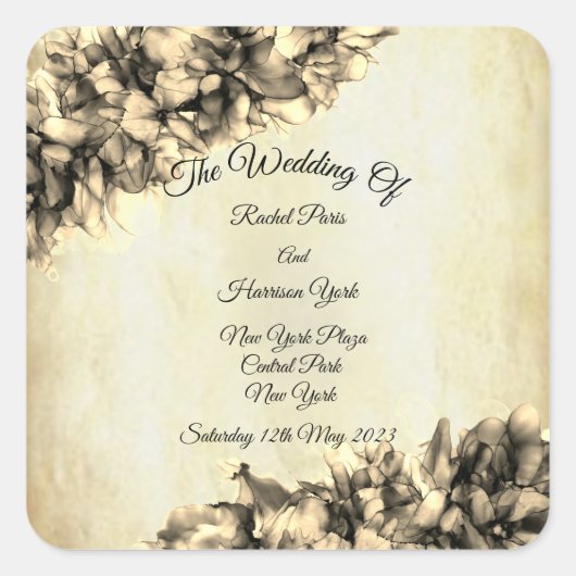 Moderne Abstracte Elegant Haze bruiloft Vierkante Sticker (Voorkant)