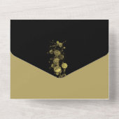 Moderne Abstracte Elegante Zwart Gouden Huwelijk All In One Uitnodiging (Achterkant)