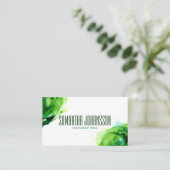 Moderne Abstracte Emerald Groene Borstelslag Trend Visitekaartje (Staand voorkant)