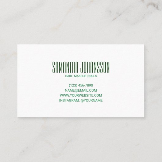 Moderne Abstracte Emerald Groene Borstelslag Trend Visitekaartje (Achterkant)