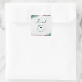 Moderne Abstracte Emerald Groene Bruiloft Dank u Vierkante Sticker (Tas)