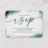 Moderne Abstracte Emerald Wedding Website RSVP Informatiekaartje (Voorkant)