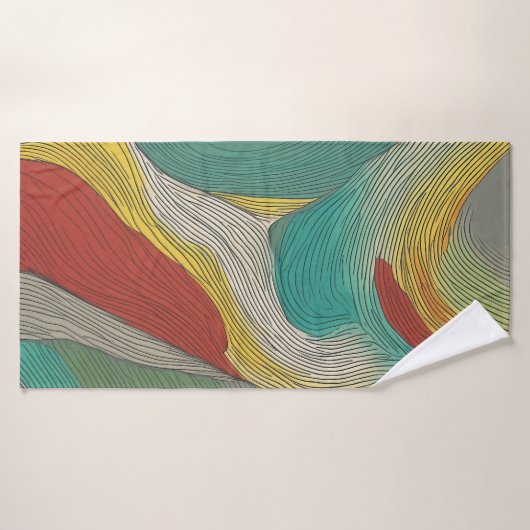 Moderne, abstracte en dynamische kleurlijnen badhanddoek (Badhanddoek)