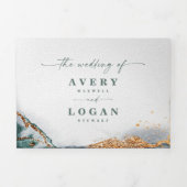 Moderne Abstracte Eucalyptus Green Budget Huwelijk Drieluik Uitnodiging (Cover)