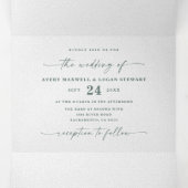 Moderne Abstracte Eucalyptus Green Budget Huwelijk Drieluik Uitnodiging (Binnenkant midden)