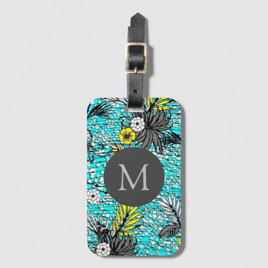 Moderne Abstracte exotische tekenmonogram Bagagelabel (Voorkant (verticaal))