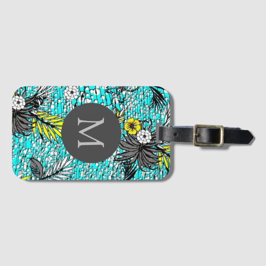 Moderne Abstracte exotische tekenmonogram Bagagelabel (Voorkant (horizontaal))