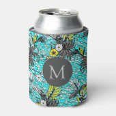 Moderne Abstracte exotische tekenmonogram Blikjeskoeler (Blikje Voorkant)