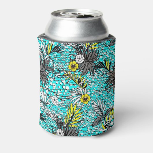 Moderne Abstracte exotische tekenmonogram Blikjeskoeler (Blikje Achterkant)