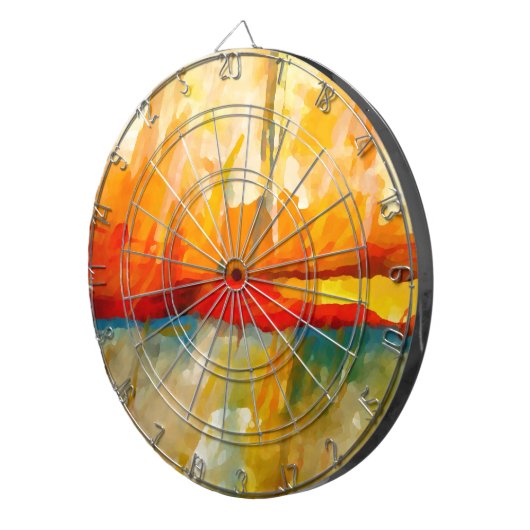 Moderne Abstracte expressionistische schilderijen Dartbord (Voorkant Rechts)