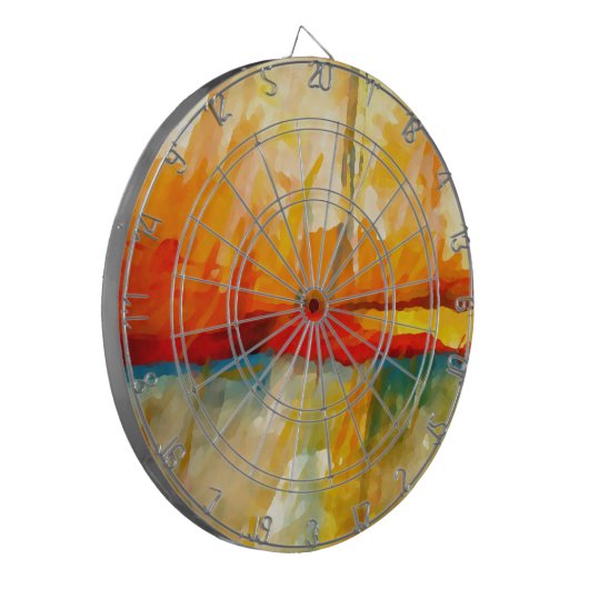 Moderne Abstracte expressionistische schilderijen Dartbord (Voorkant Links)