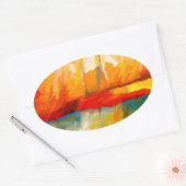 Moderne Abstracte expressionistische schilderijen Ovale Sticker (Envelop)