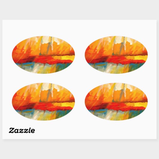 Moderne Abstracte expressionistische schilderijen Ovale Sticker (Vel)