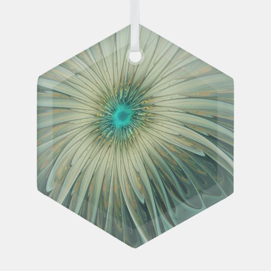 Moderne Abstracte Fantasy Flower Fractal Art Glas Ornament (Voorkant)