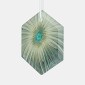 Moderne Abstracte Fantasy Flower Fractal Art Glas Ornament (Voorkant links)