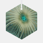 Moderne Abstracte Fantasy Flower Fractal Art Glas Ornament (Achterkant)