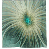 Moderne Abstracte Fantasy Flower Turquoise Wheat Douchegordijn (Voorkant)