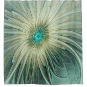 Moderne Abstracte Fantasy Flower Turquoise Wheat Douchegordijn (Voorkant)