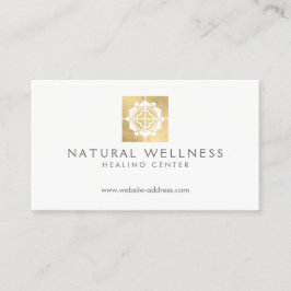 Moderne Abstracte Faux Gold Floral Logo Wellness Visitekaartje