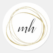 Moderne Abstracte Faux Gold Monogram Logo Ronde Sticker (Voorkant)