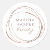 Moderne Abstracte Faux Roos Gold Logo Ronde Sticker (Voorkant)