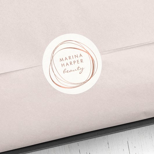 Moderne Abstracte Faux Roos Gold Logo Ronde Sticker