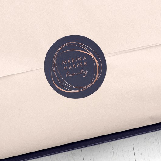 Moderne Abstracte Faux Roos Gold Logo Ronde Sticker