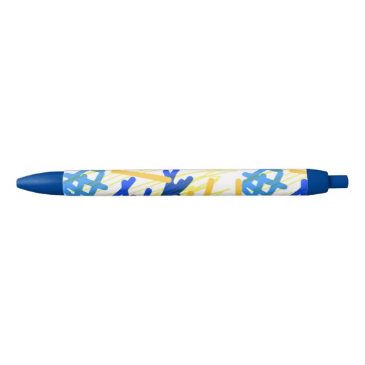 Moderne Abstracte Feestelijke Verfspatten Blauwe Inkt Pen (Voorkant)