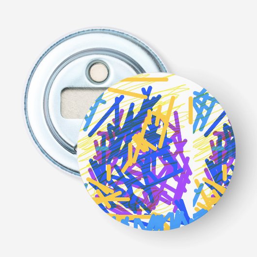 Moderne Abstracte Feestelijke Verfsplash Button Flesopener (Voorkant)