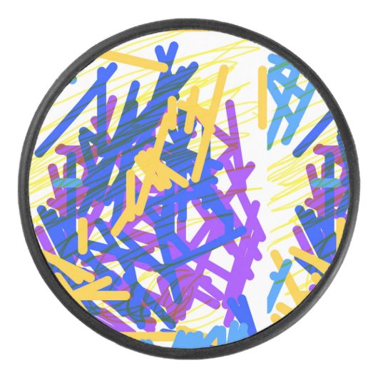 Moderne Abstracte feestelijke verfsplash Hockey Puck (Voorkant)