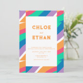 Moderne Abstracte felle kleuren Sinaasappel bruilo Kaart (Staand voorkant)