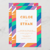 Moderne Abstracte felle kleuren Sinaasappel bruilo Kaart (Voorkant / Achterkant)