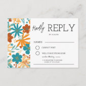 Moderne Abstracte felle wilde bloem bruiloft RSVP Informatiekaartje (Voorkant)