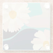 Moderne Abstracte Floral Blauwgroen Glazen Onderzetter (Achterkant)